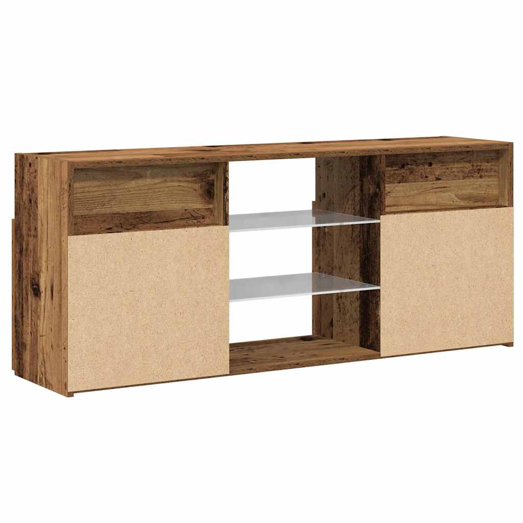 antik fa színű szerelt fa TV-szekrény LED-ekkel 120x30x50 cm