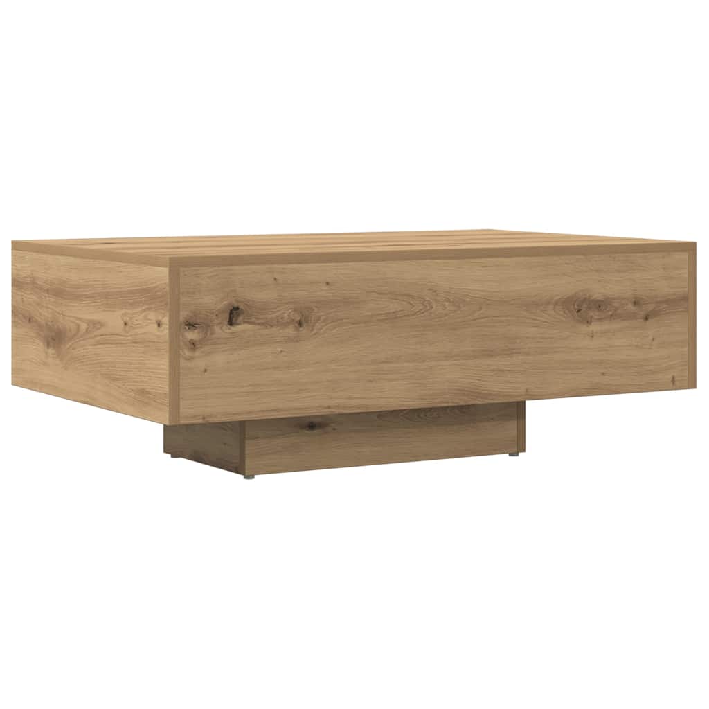 kézműves tölgy színű szerelt fa dohányzóasztal 85 x 55 x 31 cm