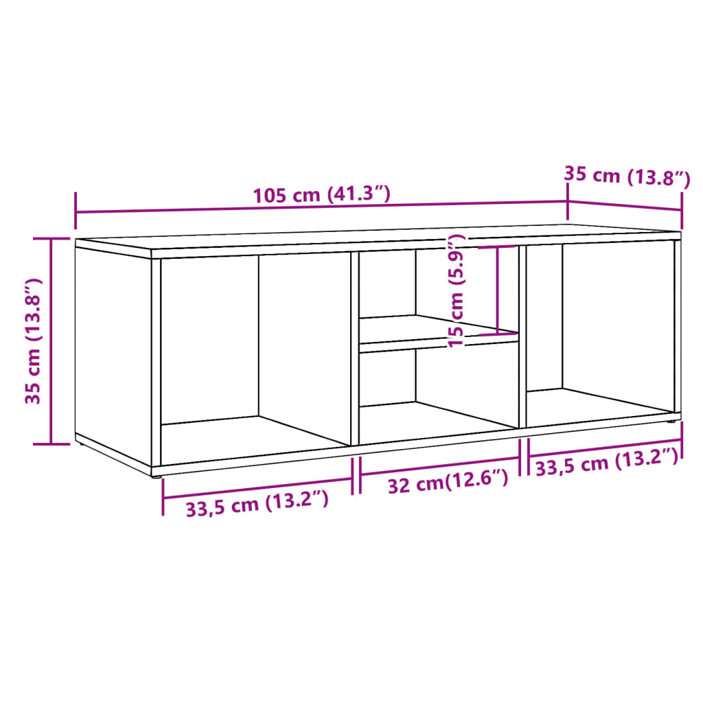 antik fa színű szerelt fa cipőtároló pad 105 x 35 x 35 cm