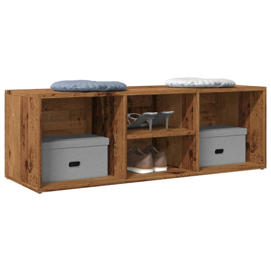 antik fa színű szerelt fa cipőtároló pad 105 x 35 x 35 cm