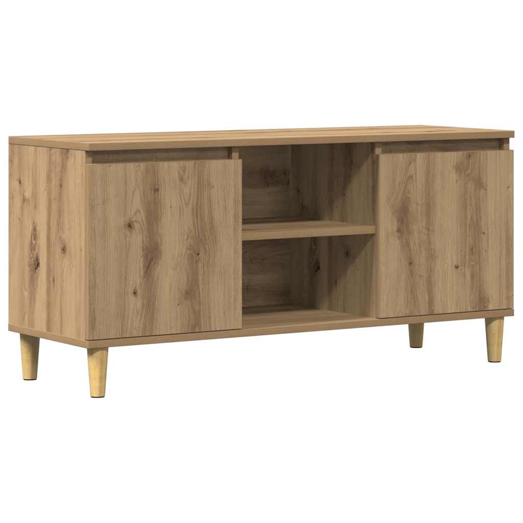 kézműves tölgy színű szerelt fa TV-szekrény 102x35x50 cm