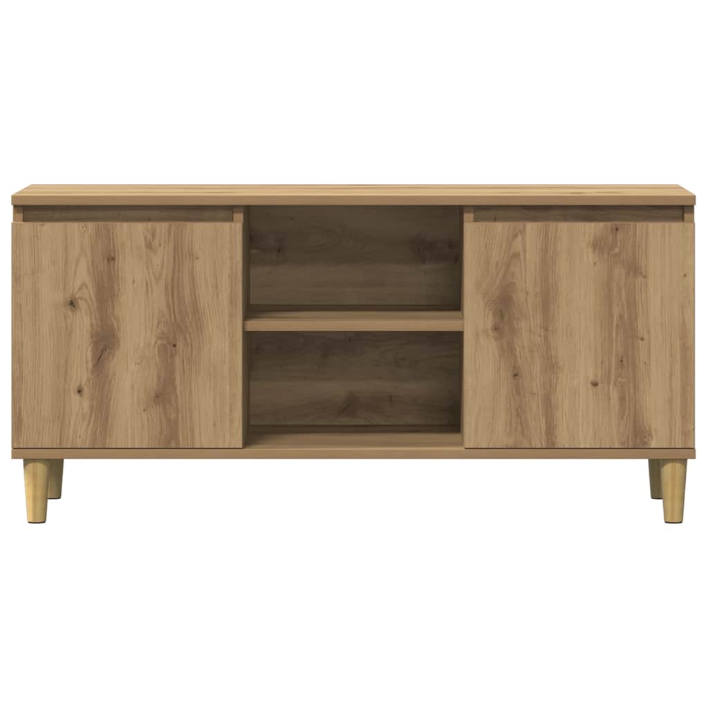 kézműves tölgy színű szerelt fa TV-szekrény 102x35x50 cm