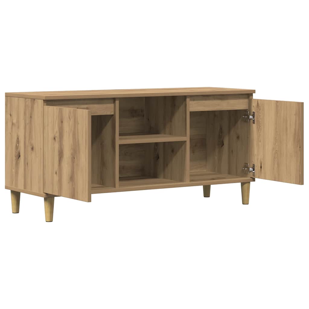 kézműves tölgy színű szerelt fa TV-szekrény 102x35x50 cm