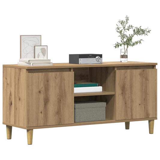 kézműves tölgy színű szerelt fa TV-szekrény 102x35x50 cm