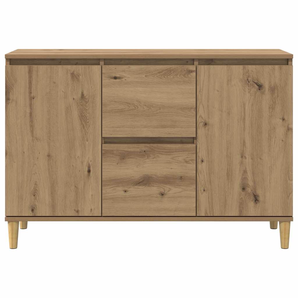 kézműves tölgy színű szerelt fa tálalószekrény 102 x 35 x 70 cm
