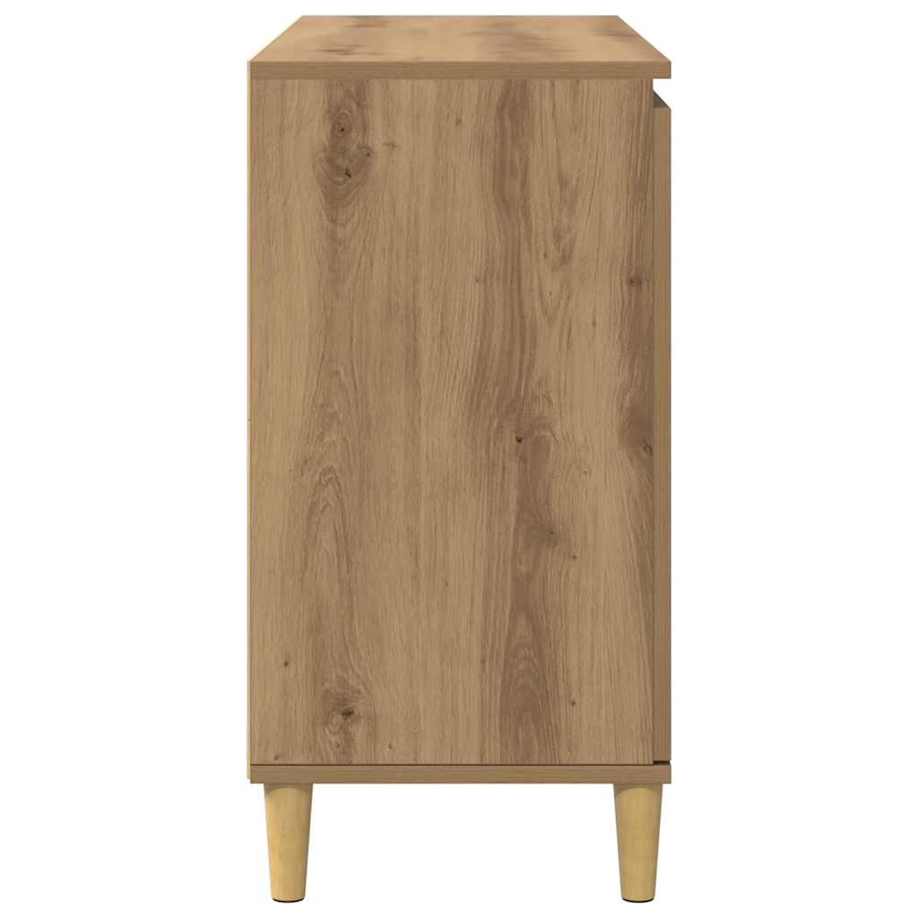 kézműves tölgy színű szerelt fa tálalószekrény 102 x 35 x 70 cm