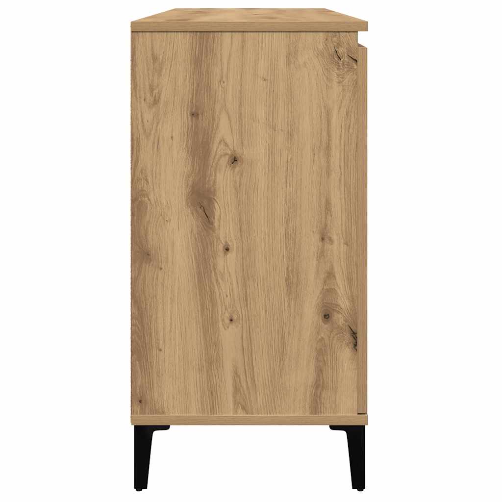 kézműves tölgy színű szerelt fa tálalószekrény 102 x 35 x 70 cm