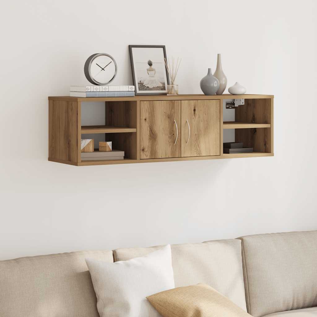 kézműves tölgy színű szerelt fa faliszekrény 101x30x29 cm