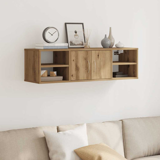 kézműves tölgy színű szerelt fa faliszekrény 101x30x29 cm