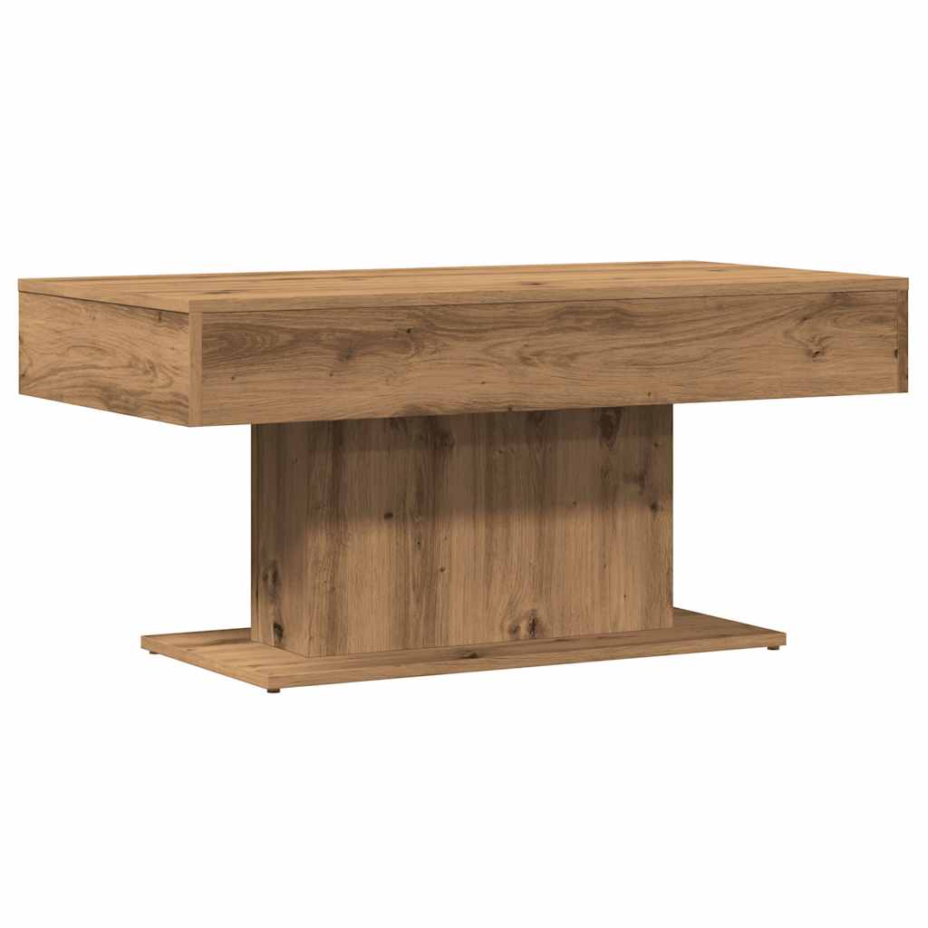 kézműves tölgyfa dohányzóasztal 96 x 50 x 45 cm redőzött fa
