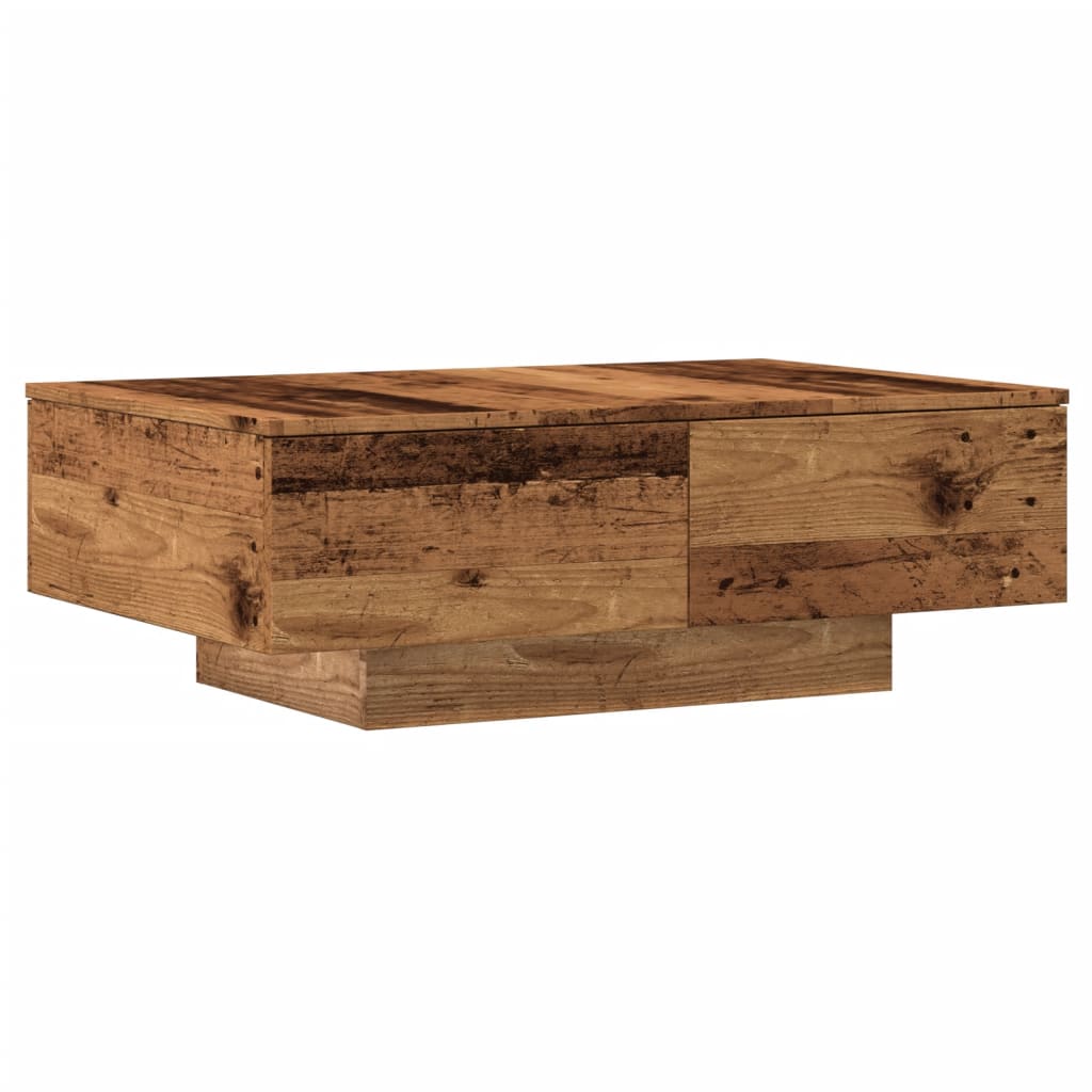 antik fa színű szerelt fa dohányzóasztal 90 x 60 x 31 cm