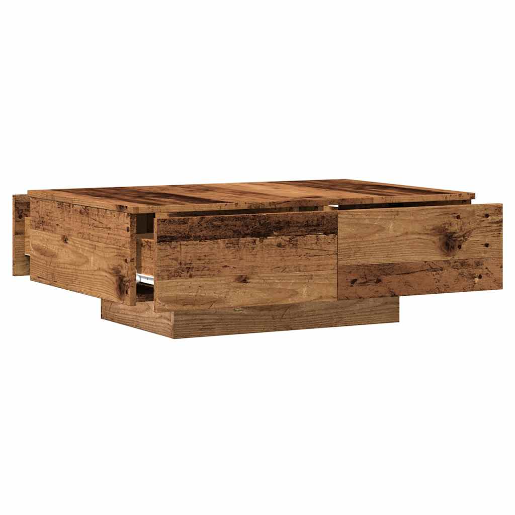 antik fa színű szerelt fa dohányzóasztal 90 x 60 x 31 cm