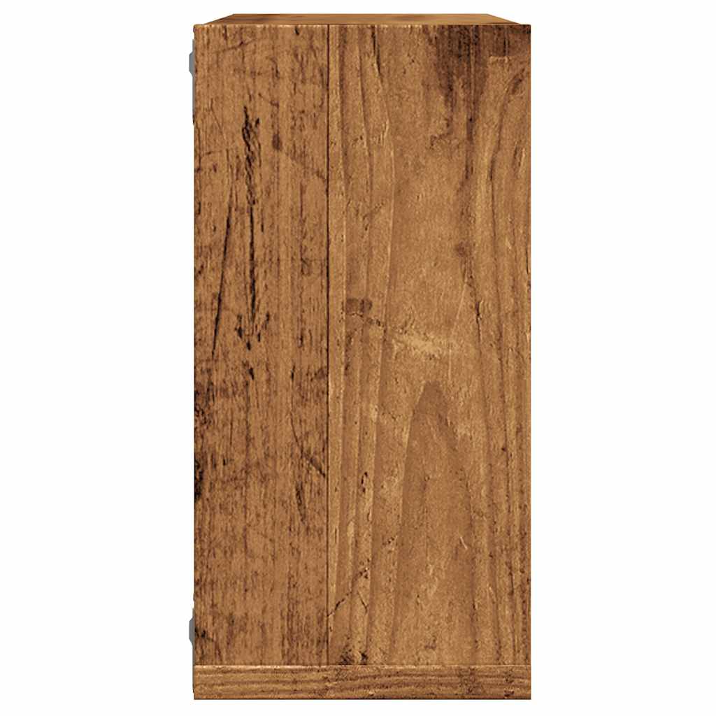 2 db antik fa színű szerelt fa fali kockapolc 30x15x30 cm