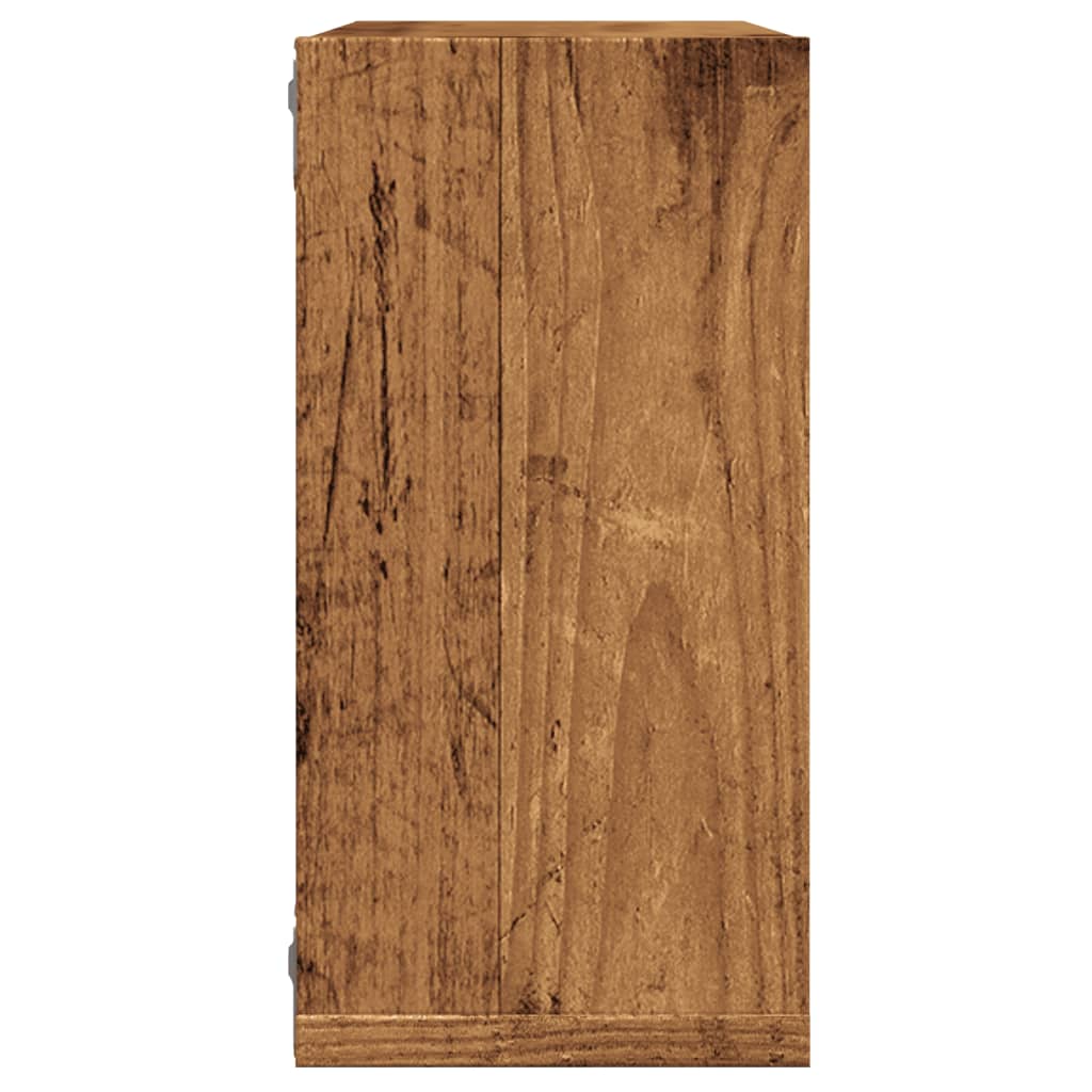 4 db antik fa színű szerelt fa fali kockapolc 30x15x30 cm