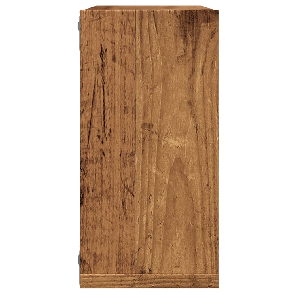 6 db antik fa színű szerelt fa fali kockapolc 30x15x30 cm