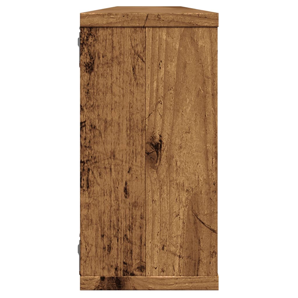 2 db antik fa színű szerelt fa fali kockapolc 100 x 15 x 30 cm