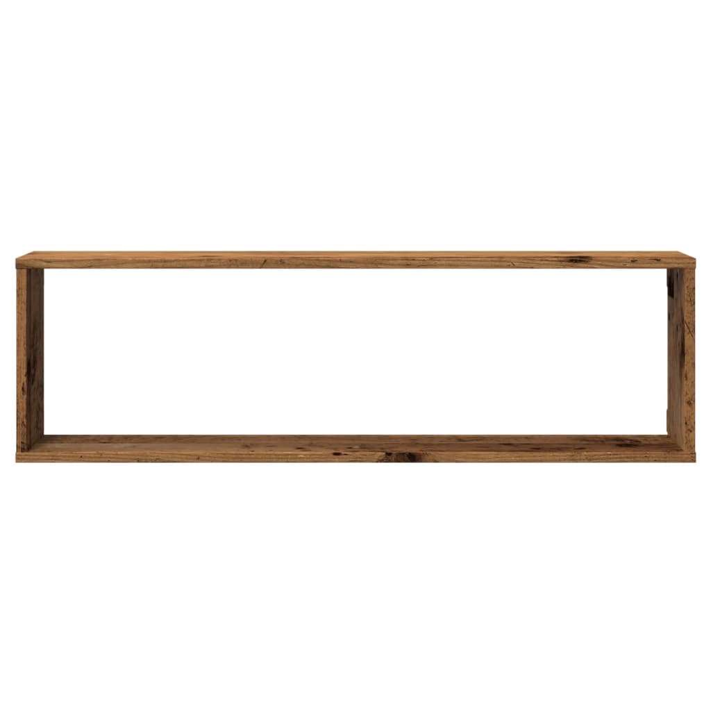4 db antik fa színű szerelt fa fali kockapolc 100 x 15 x 30 cm