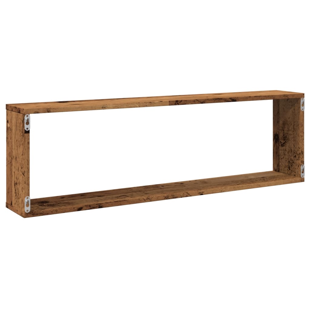 4 db antik fa színű szerelt fa fali kockapolc 100 x 15 x 30 cm
