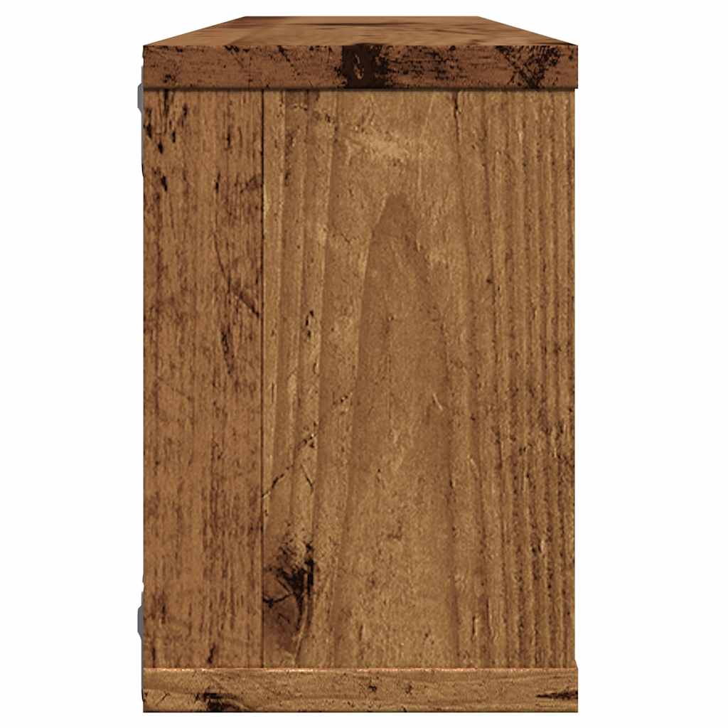 2 db antik fa színű szerelt fa fali kockapolc 60 x 15 x 23 cm