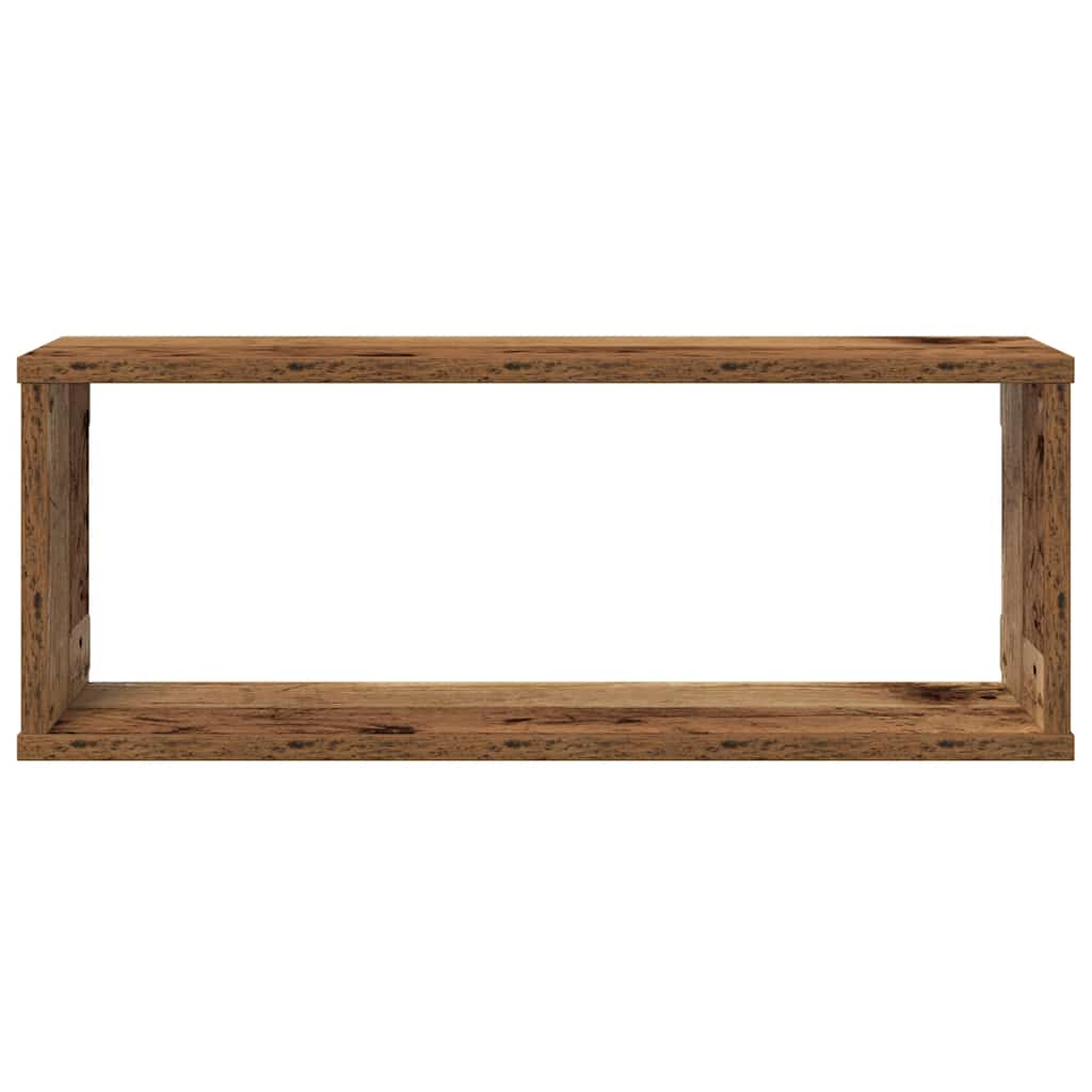 4 db antik fa színű szerelt fa fali kockapolc 60 x 15 x 23 cm