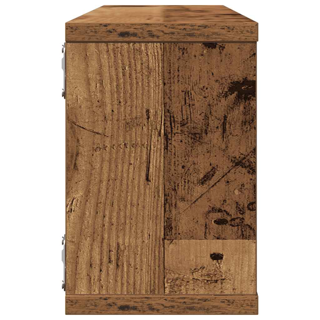 4 db antik fa színű szerelt fa fali kockapolc 60 x 15 x 23 cm