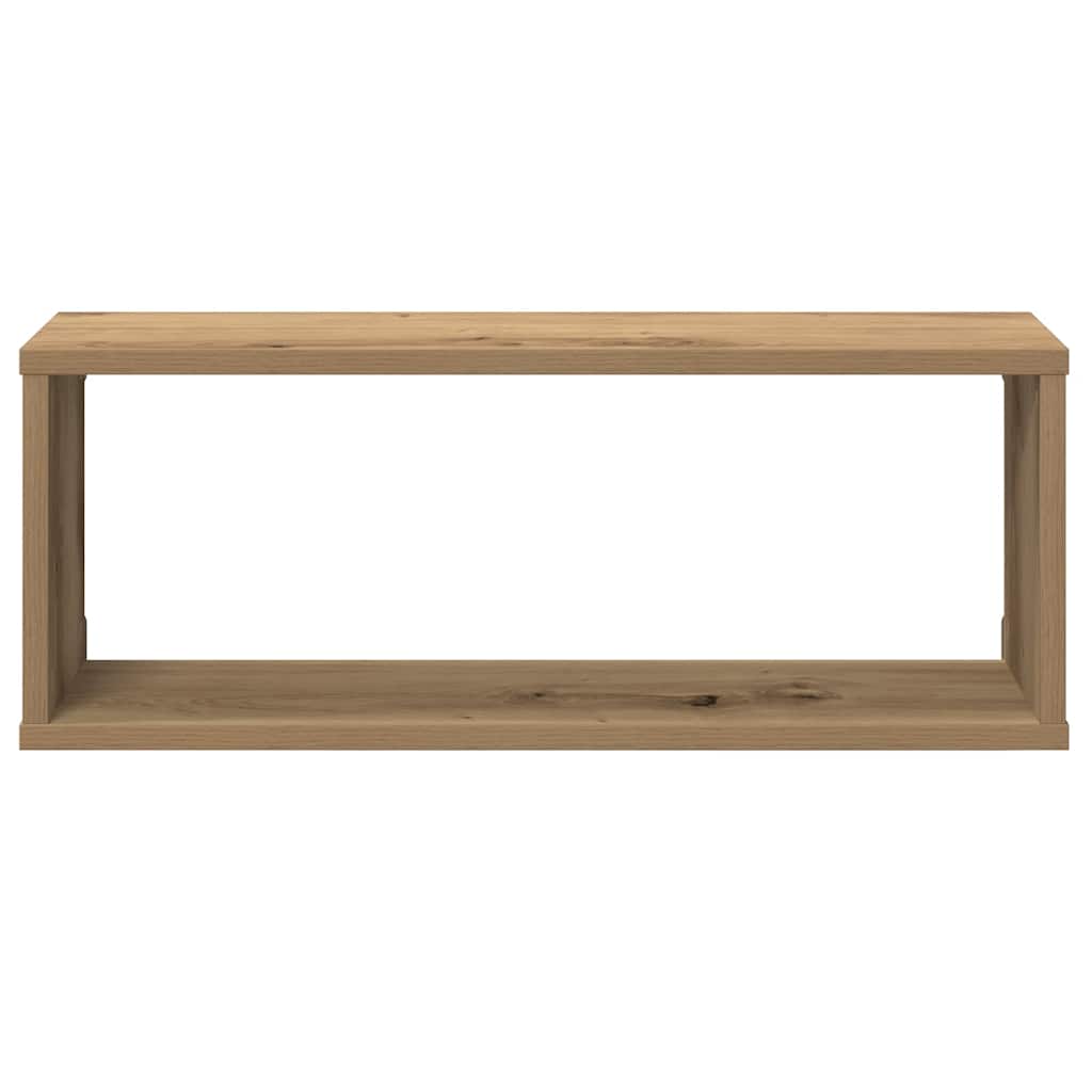 6 db kézműves tölgy színű szerelt fa fali kockapolc 60x15x23 cm