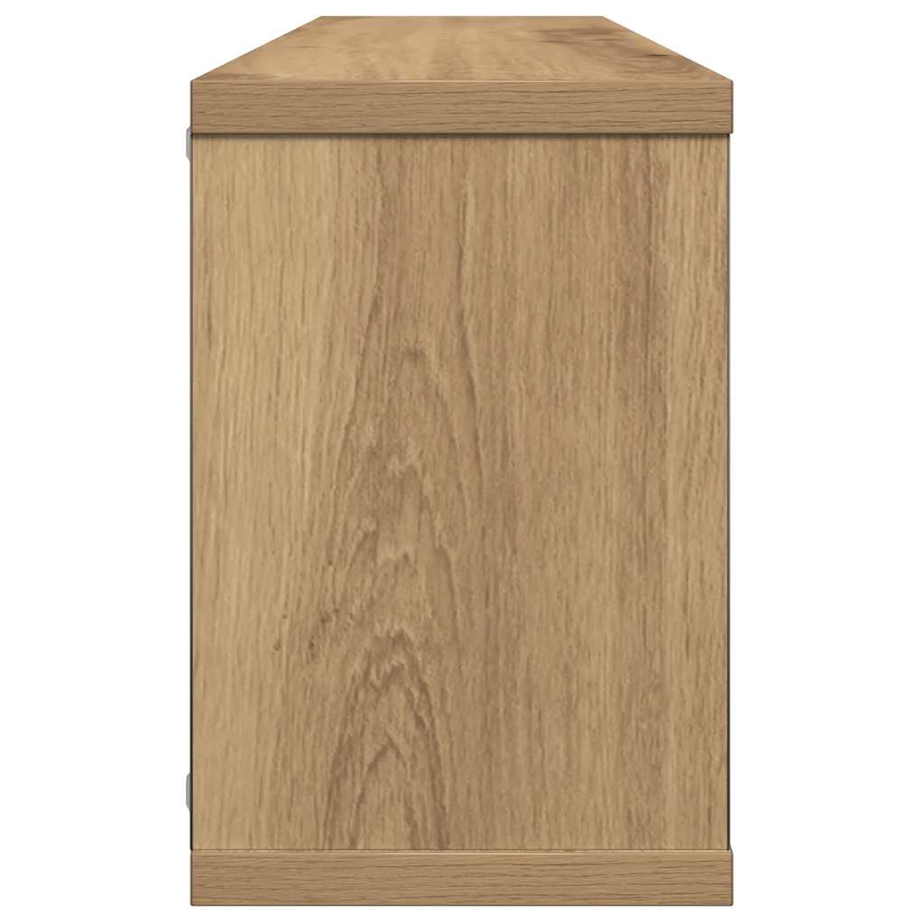 6 db kézműves tölgy színű szerelt fa fali kockapolc 60x15x23 cm