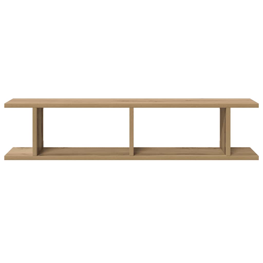 2 db kézműves tölgyszínű szerelt fa fali kockapolc 90x18x20 cm