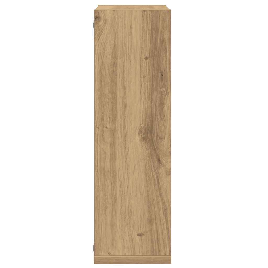 2 db kézműves tölgyszínű szerelt fa fali kockapolc 50x15x50 cm