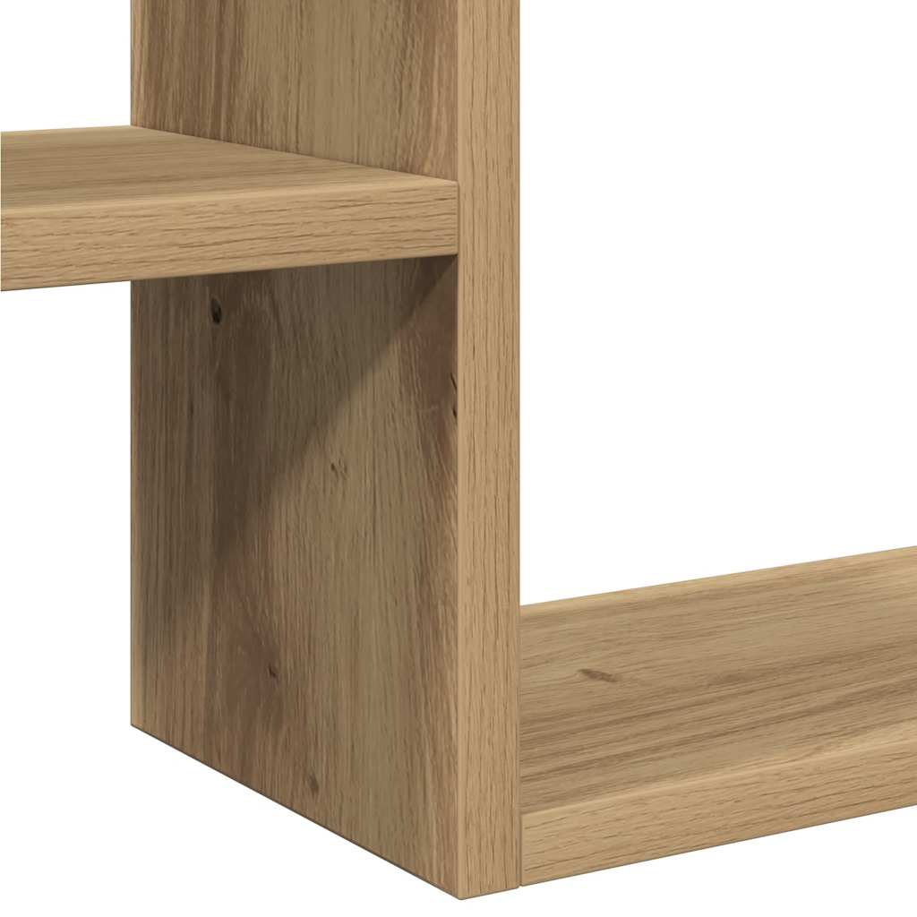 2 db kézműves tölgyszínű szerelt fa fali kockapolc 50x15x50 cm