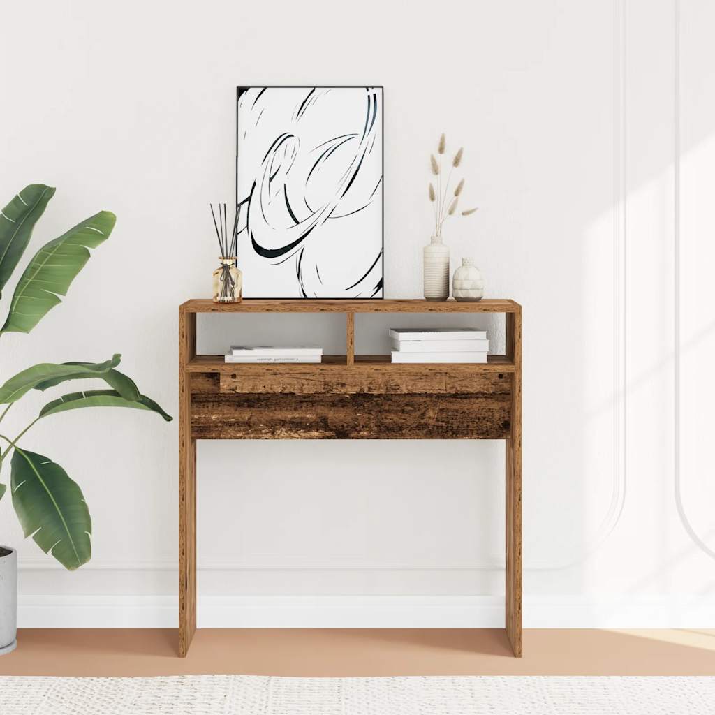 antik fa színű szerelt fa tálalóasztal 78 x 30 x 80 cm