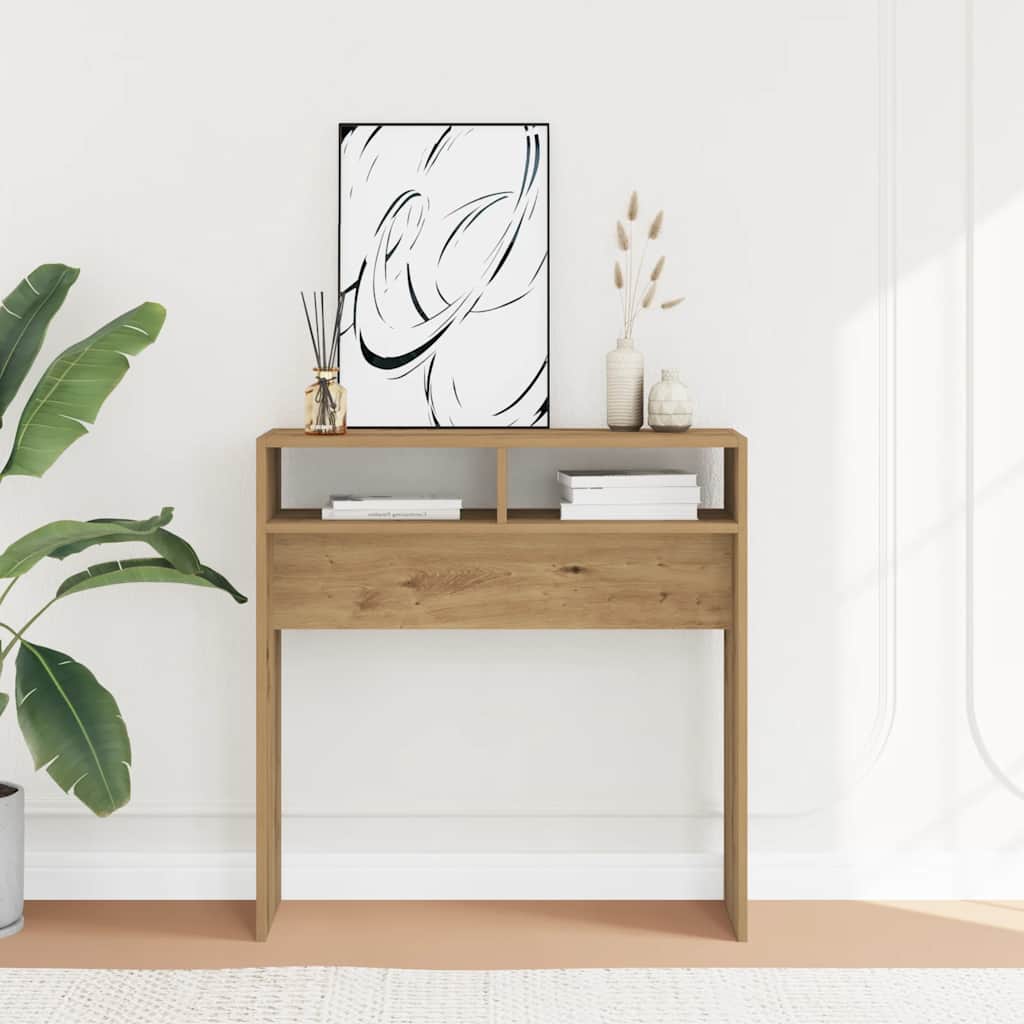 kézműves tölgy színű szerelt fa dohányzóasztal 78 x 30 x 80 cm