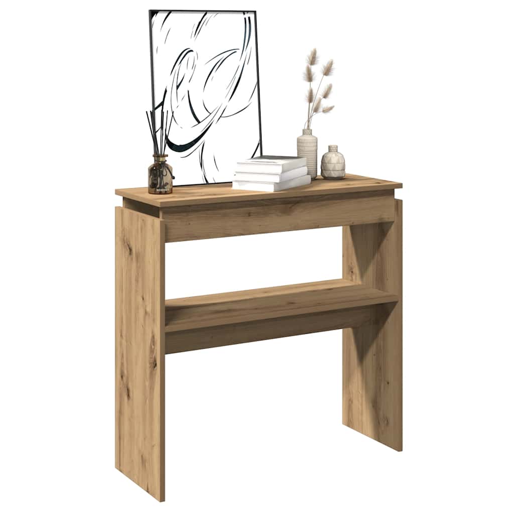 kézműves tölgy színű szerelt fa dohányzóasztal 80 x 30 x 80 cm