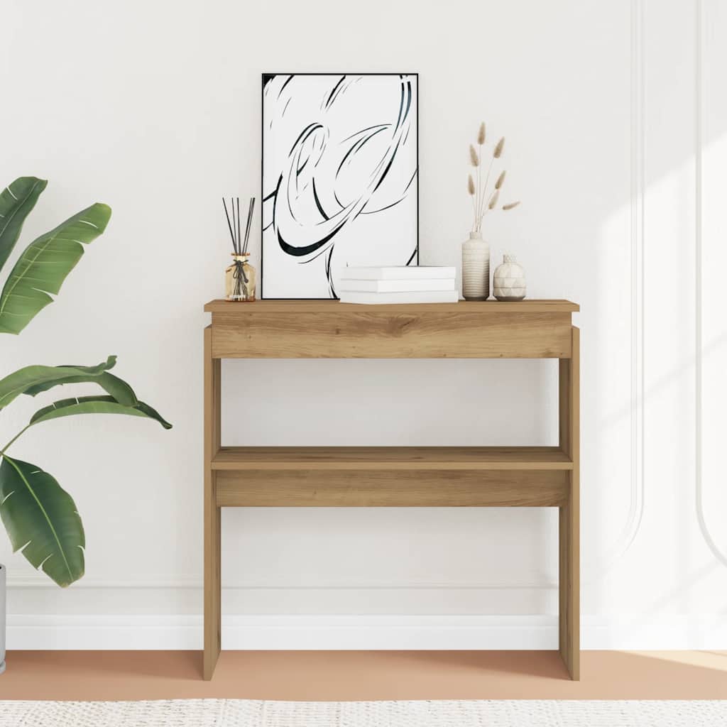 kézműves tölgy színű szerelt fa dohányzóasztal 80 x 30 x 80 cm