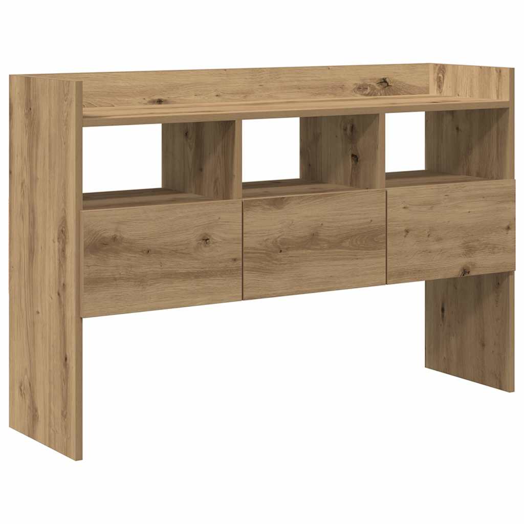 kézműves tölgy színű szerelt fa tálalószekrény 105x30x70 cm