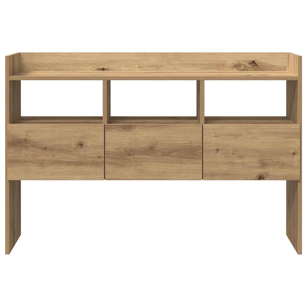 kézműves tölgy színű szerelt fa tálalószekrény 105x30x70 cm