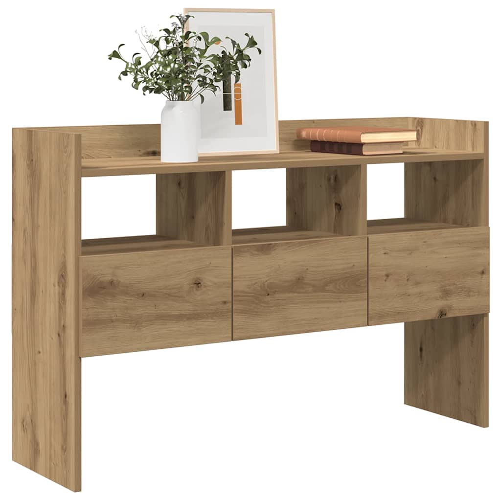 kézműves tölgy színű szerelt fa tálalószekrény 105x30x70 cm