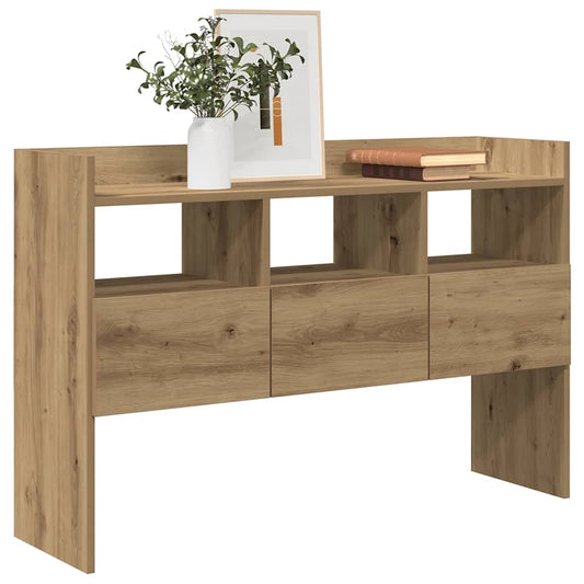 kézműves tölgy színű szerelt fa tálalószekrény 105x30x70 cm