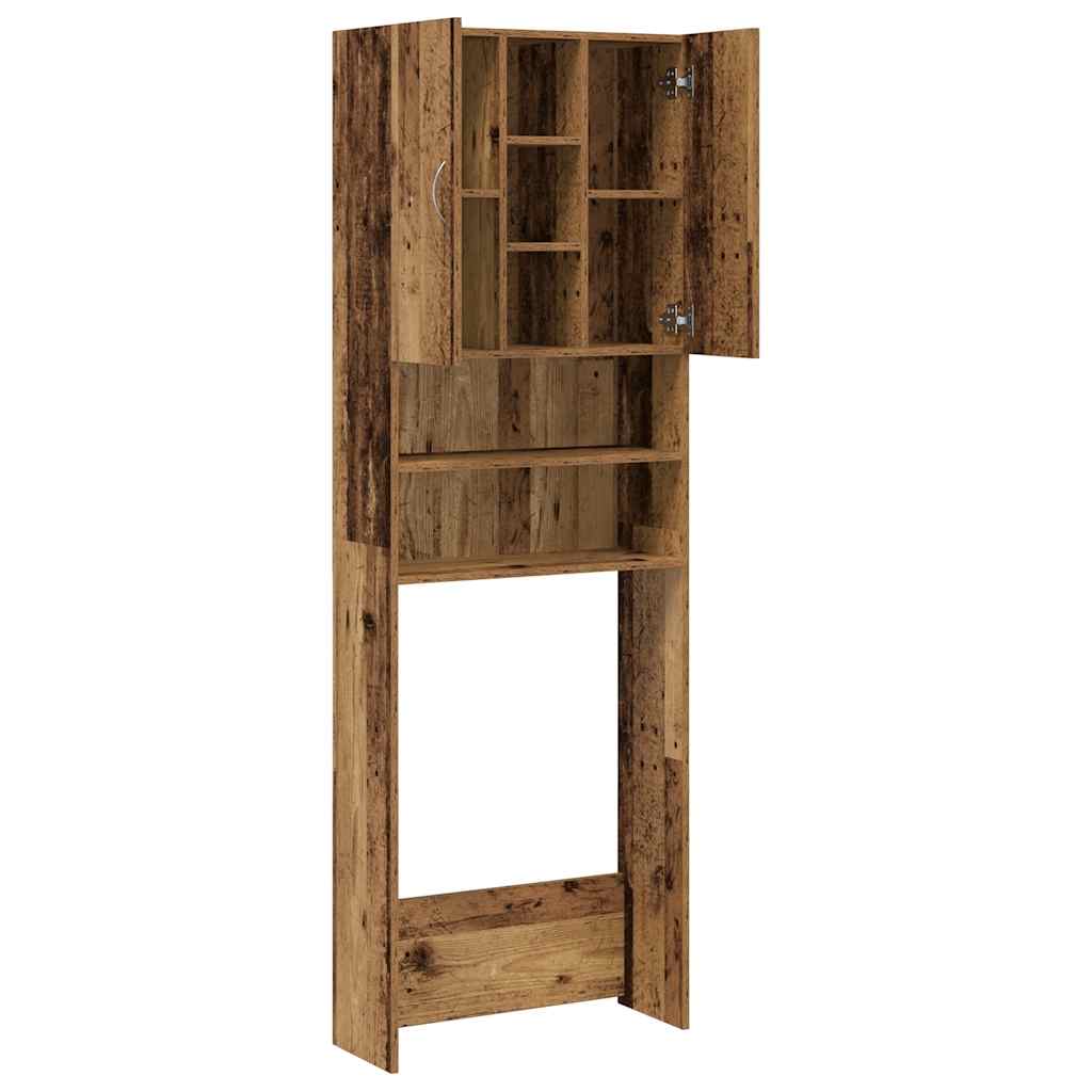 antik fa színű mosógépszekrény 64 x 25,5 x 190 cm