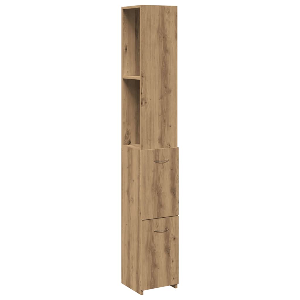 kézműves tölgy színű szerelt fa fürdőszobaszekrény 25x25x170 cm