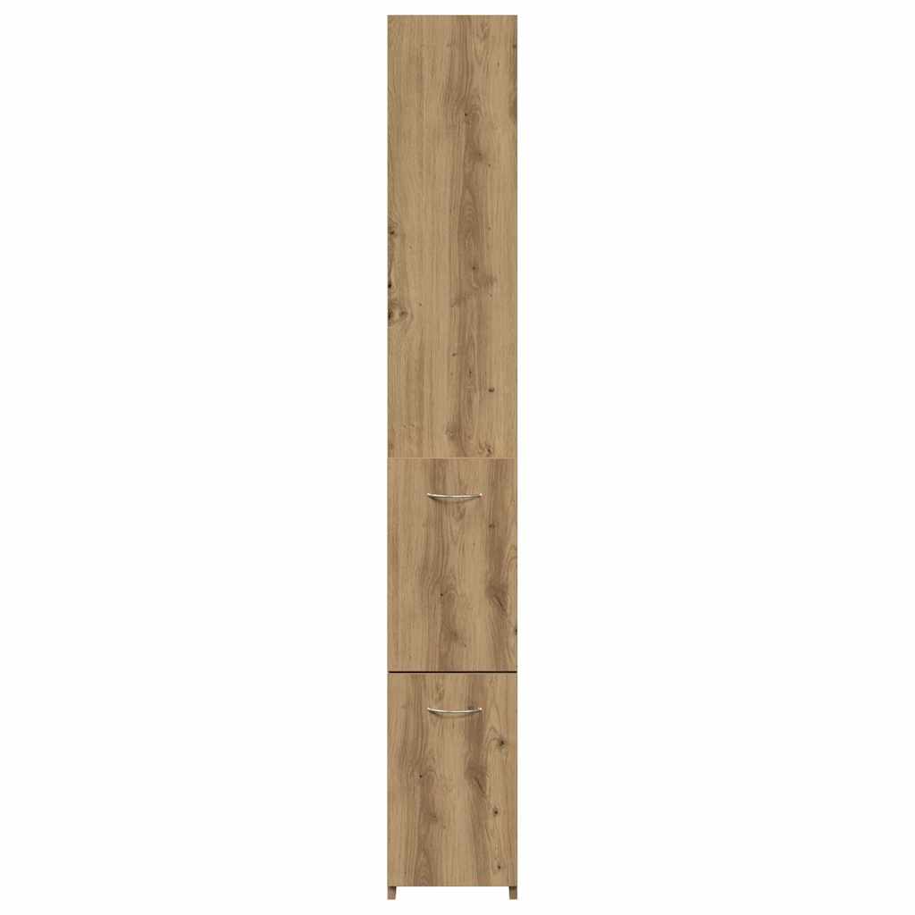 kézműves tölgy színű szerelt fa fürdőszobaszekrény 25x25x170 cm
