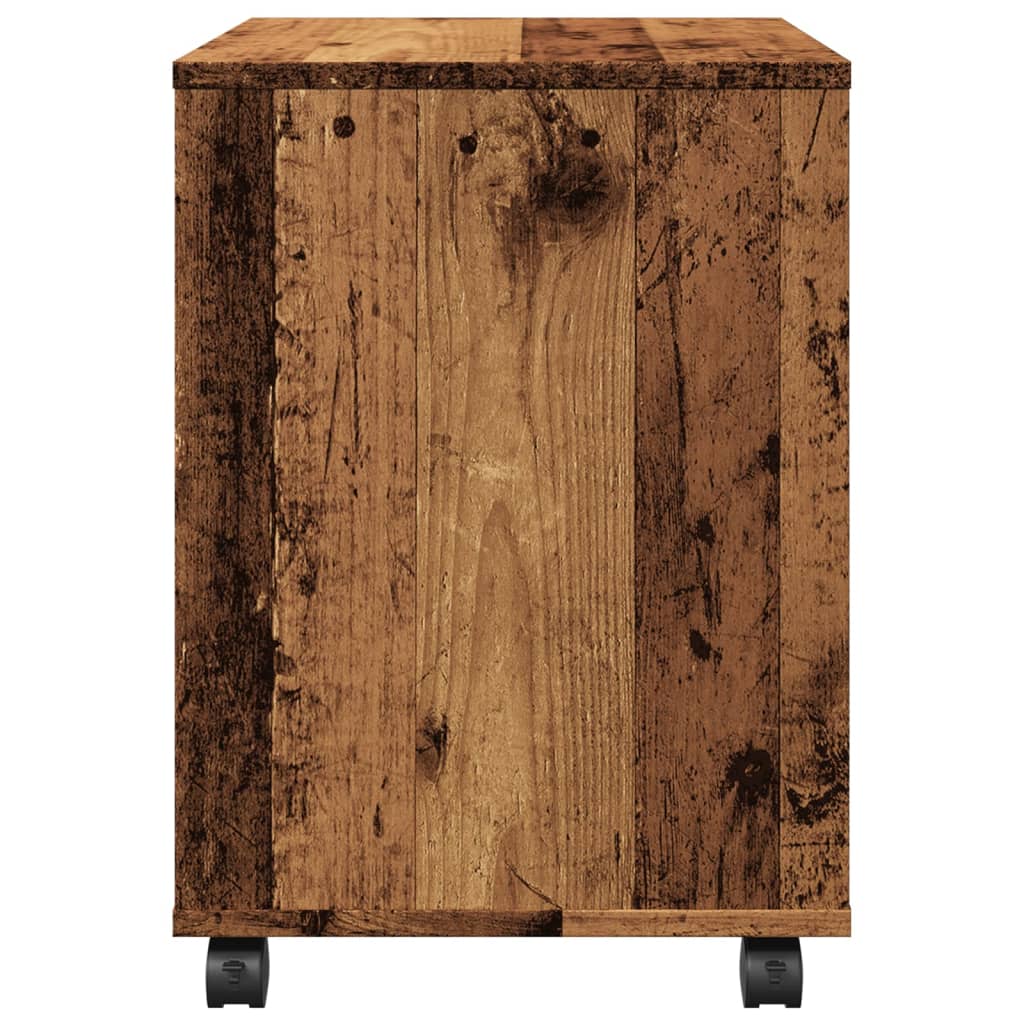 antik fa színű szerelt fa kerekes szekrény 45 x 38 x 54 cm