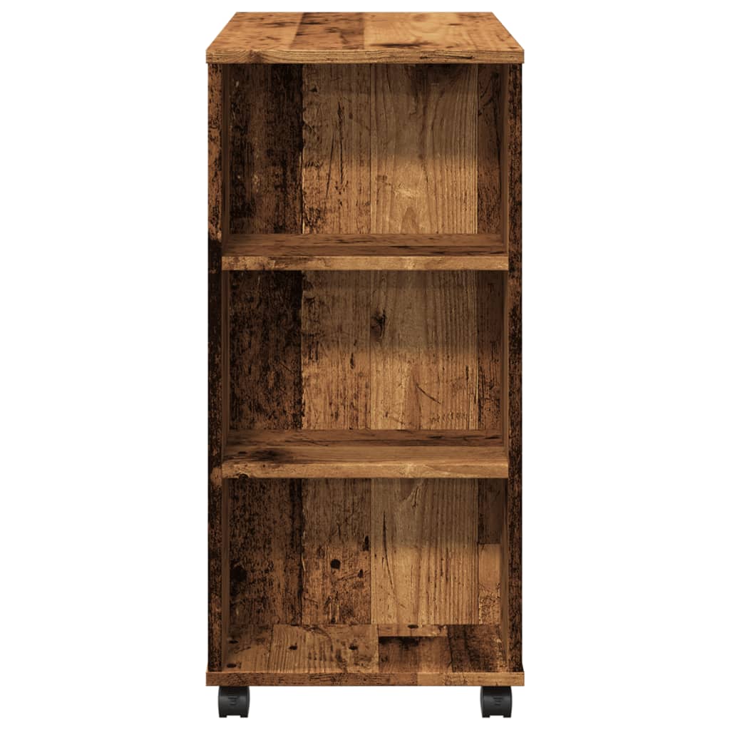 antik fa színű szerelt fa kerekes szekrény 60 x 35 x 75 cm
