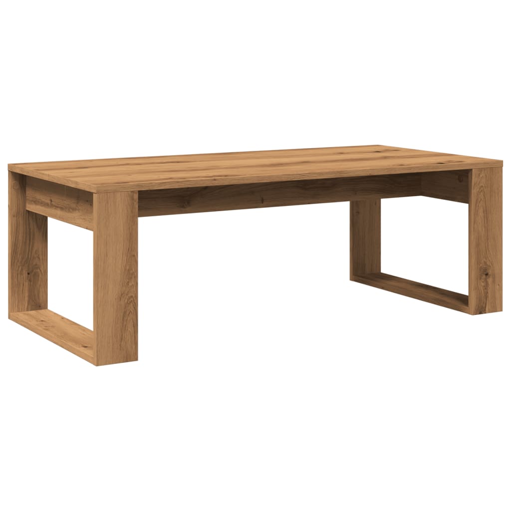 kézműves tölgy színű szerelt fa dohányzóasztal 102 x 50 x 35 cm