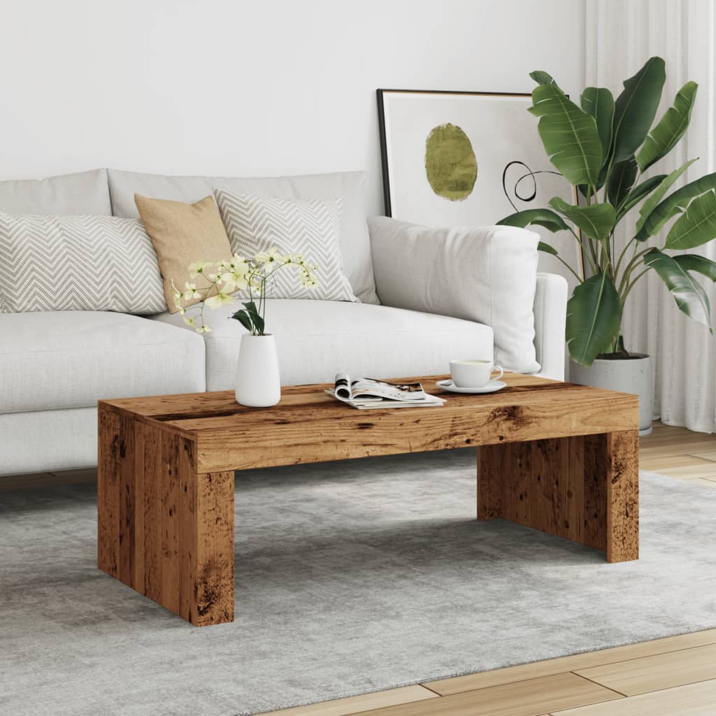 antik fa színű szerelt fa dohányzóasztal 102 x 50 x 35 cm