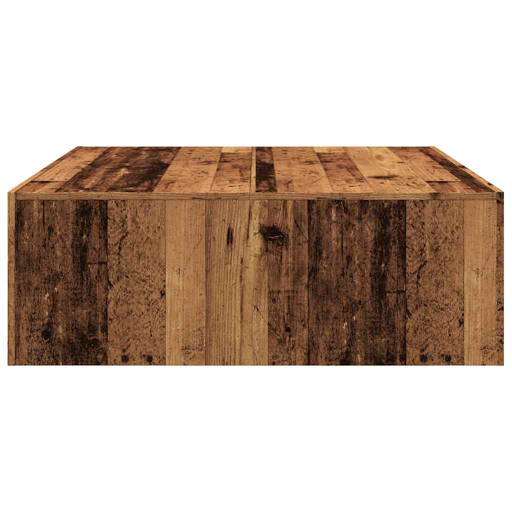 antik fa színű szerelt fa dohányzóasztal 100 x 100 x 35 cm