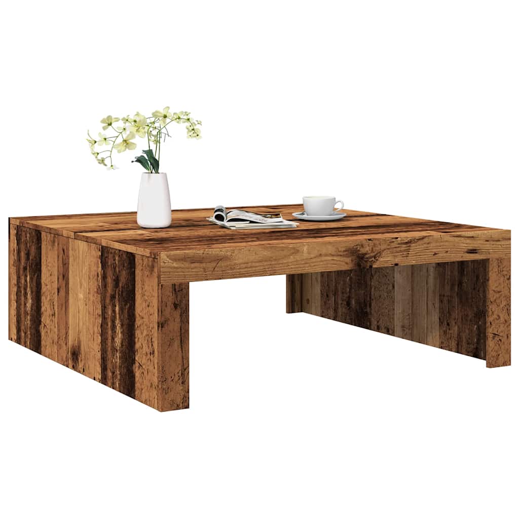 antik fa színű szerelt fa dohányzóasztal 100 x 100 x 35 cm
