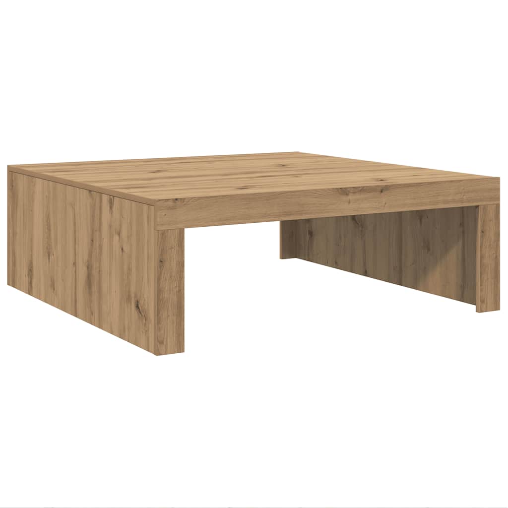 kézműves tölgy színű szerelt fa dohányzóasztal 100 x 100 x 35cm