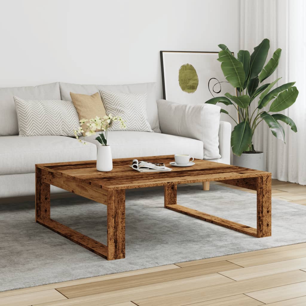 antik fa színű szerelt fa dohányzóasztal 100 x 100 x 35 cm