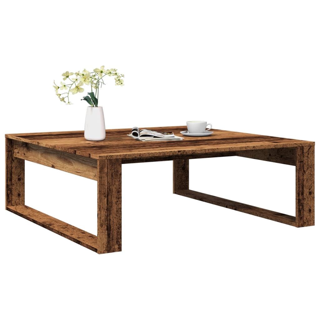 antik fa színű szerelt fa dohányzóasztal 100 x 100 x 35 cm